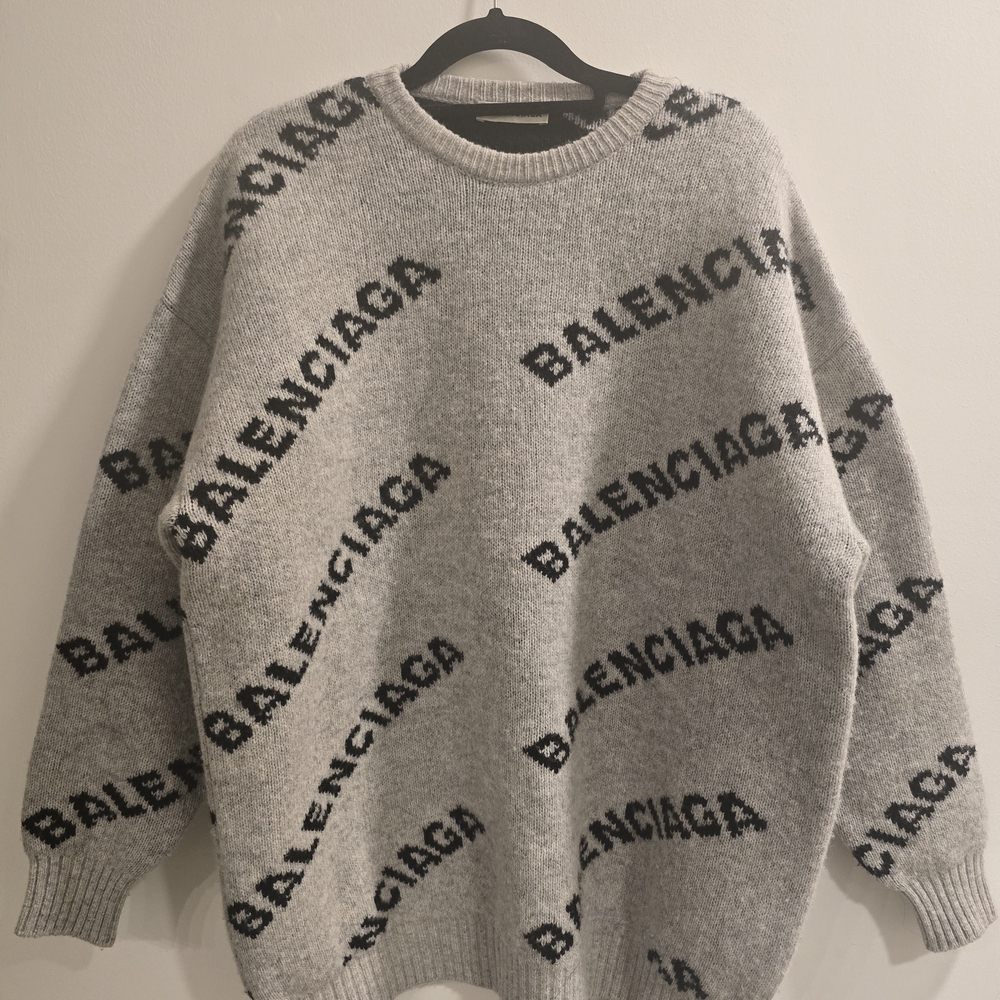 Balenciaga Black and Gray Crewneck Sweater